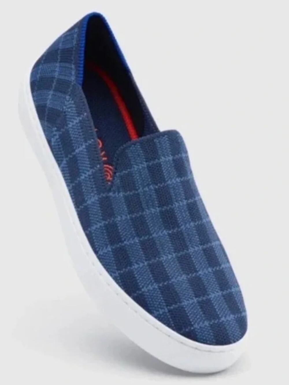 Rothy's size 9 retired blue plaid woman's slip on sneakers
